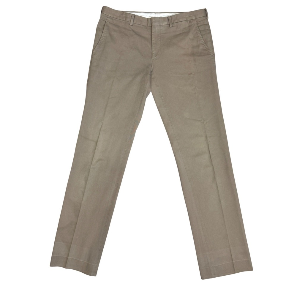 *READ* Prada Mens Tan Khaki Cotton Chino Trousers Made in Italy Size 50 UPA498